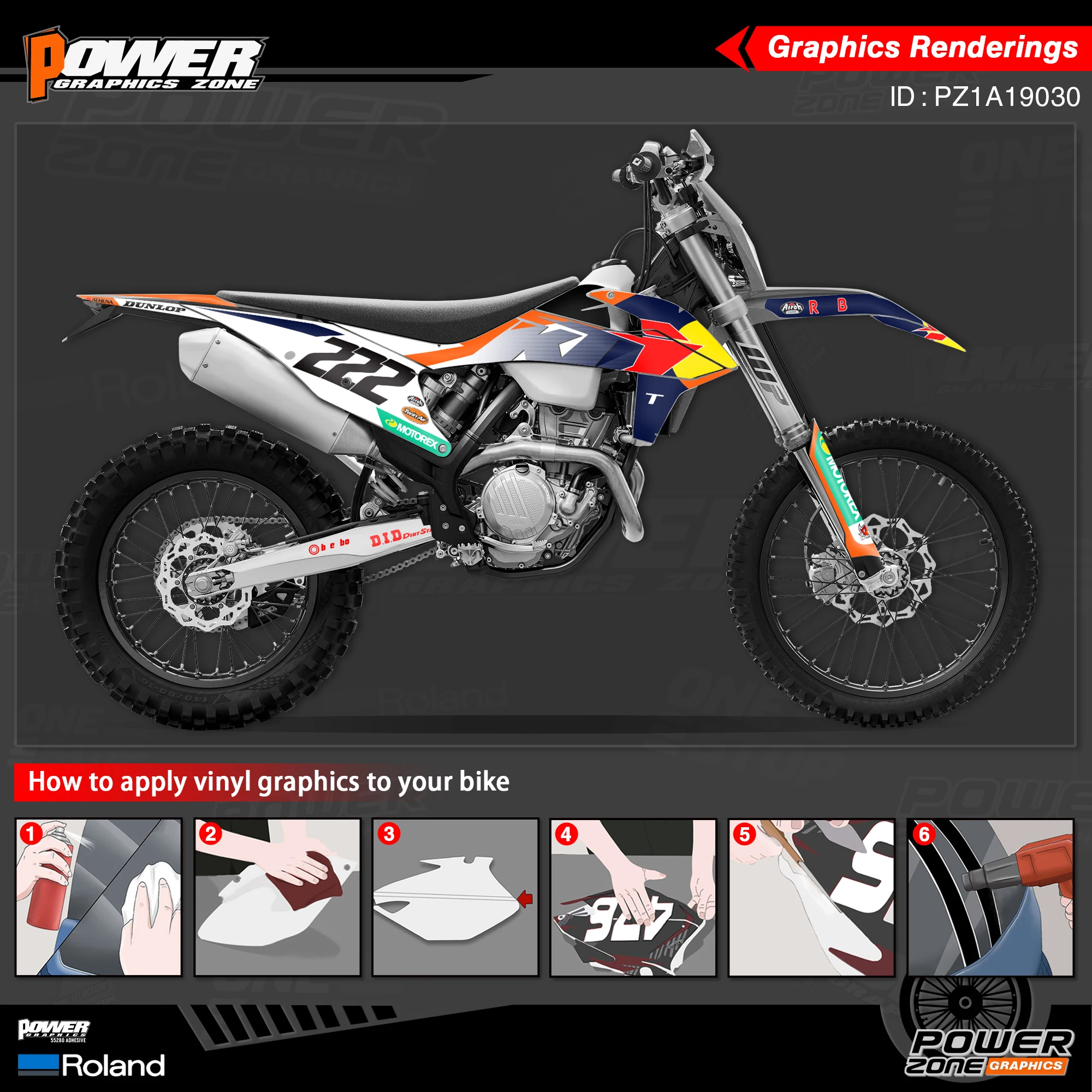 Набор наклеек PowerZone для KTM SX SXF MX 19-20 EXC XCW Enduro 20-N 125-500cc 30 | Автомобили и мотоциклы
