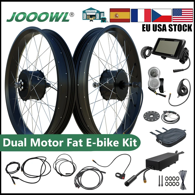 

Dual Motor Electric Bike Conversion Kit 48V 2000W Front Rear Brushless Hub Motor for 20inch 26inch 4.0 Fat Tire Electric Bicycle