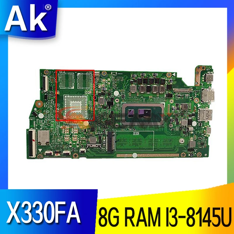 

Материнская плата Akemy X330FA для ноутбука Asus VivoBook S13 X330F X330FN X330FD S330FA S330FN S330F, материнская плата с 8 Гб ОЗУ I3-8145U ЦП