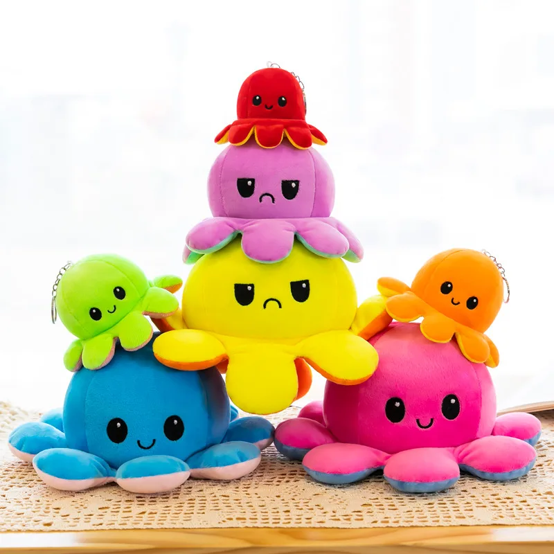 

Kawaii More Expressions Decor LED Reversibe Octopus with Music Stuffed Bedroom Pulpo Double-sided Fidget Import Toy Shifter Home