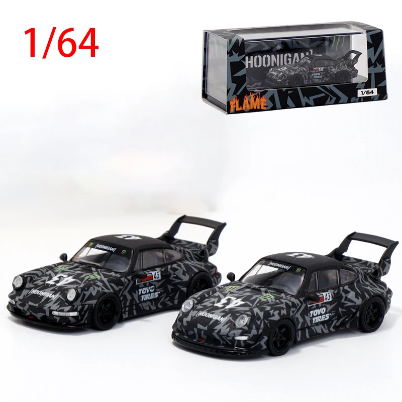 Модель литая автомобиля Flame модель Porsche RWB 964 993 из сплава Коллекционная дисплей