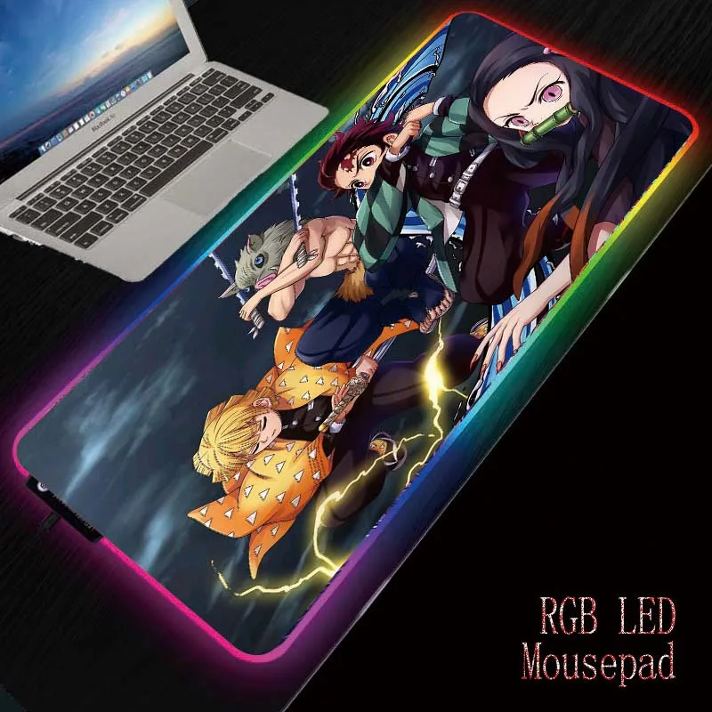 

MRGBEST Anime Kimetsu No Yaiba RGB Soft Large Gaming Mouse Pad Oversize Glowing Led Extended Mousepad Computer Keyboard Pad Mat