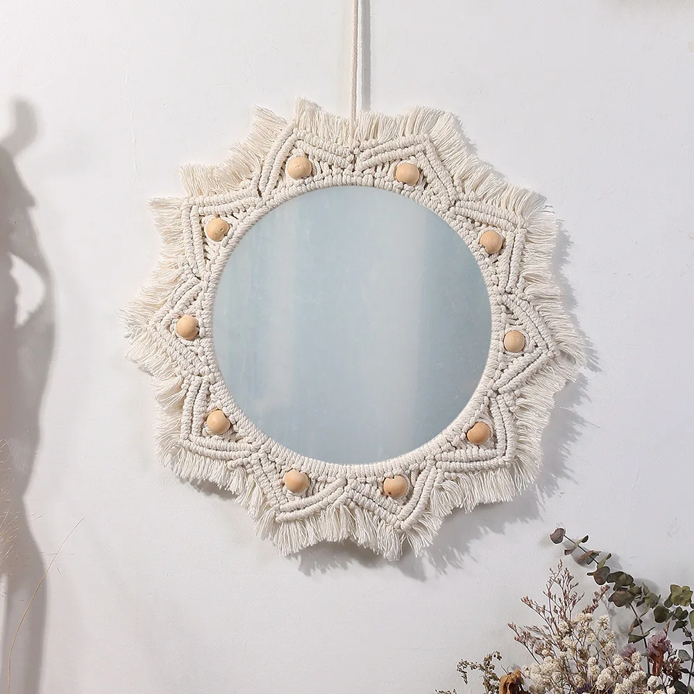 Круглое зеркало макраме в стиле бохо декоративные зеркала украшение для комнаты
