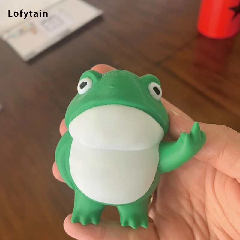 

Lofytain Rebellious Frog Figurine 3D Printed Cheeky Frog with Middle Finger Fun Desk Accessory or Unique Gift Idea