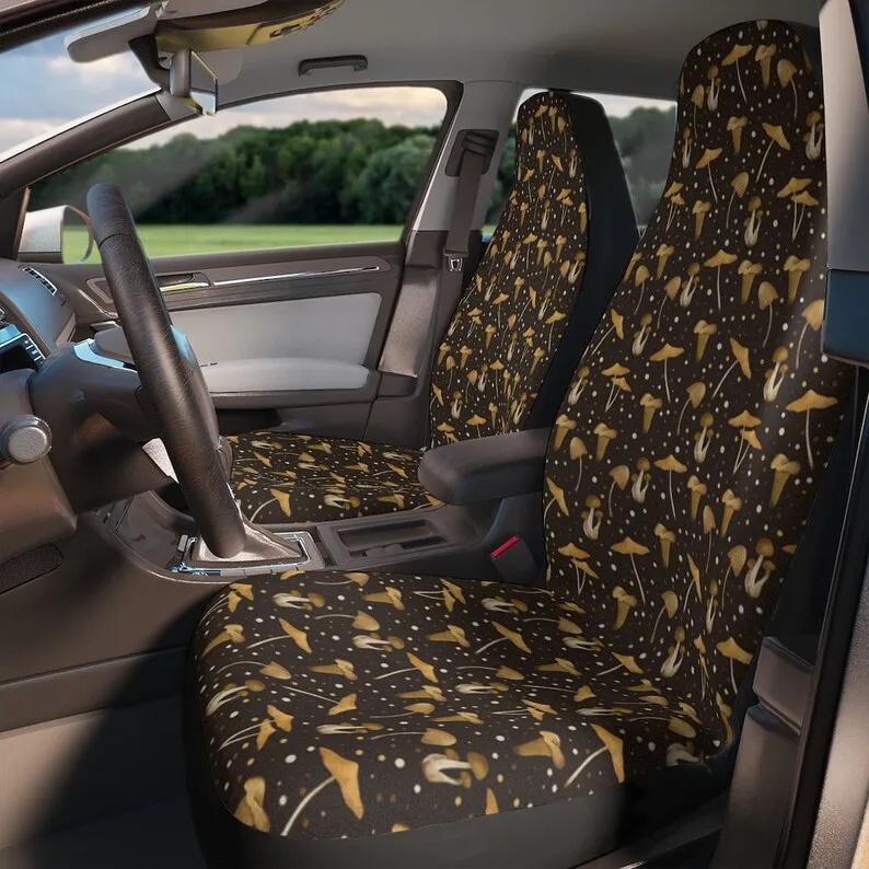 

Mushroom Forest Yellow, Goblin core, Cottage Core, Cute Brown Car Seat Covers | Custom