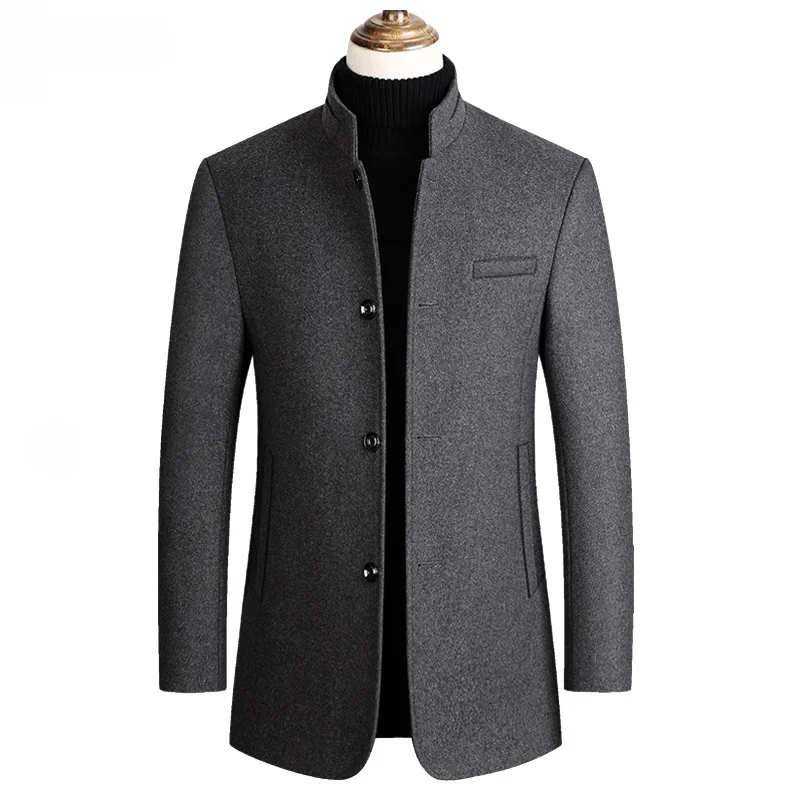 

Winter Coat Men Wool Blends Fleece Warm Overcoats Mens Thick Woolen Jackets Solid Color Business Casual Outerwear Wool Coats Men