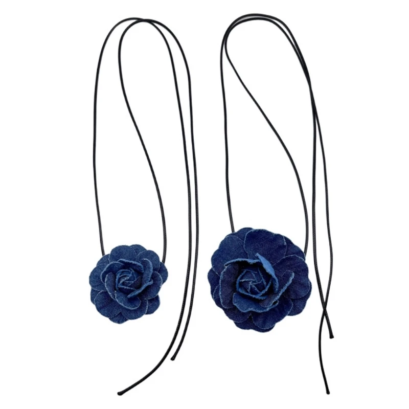 

Rose Pendant Collarbone Chain Simple Cold Wind Adjustable Wax Rope Necklace