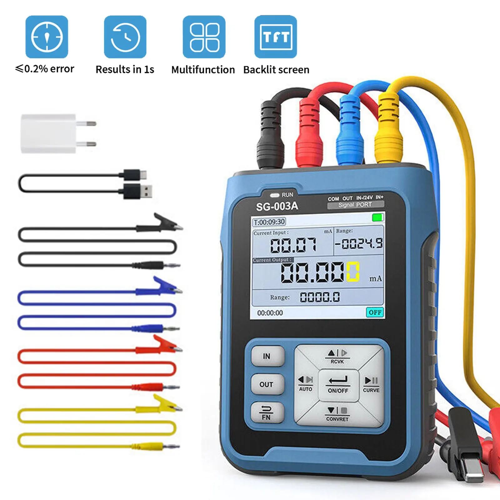 

SG-003A 0-10V Signal Generator Adjustable Current Voltage Simulator 4-20mA Signal Generator Sources Transmitter Calibrator Blue