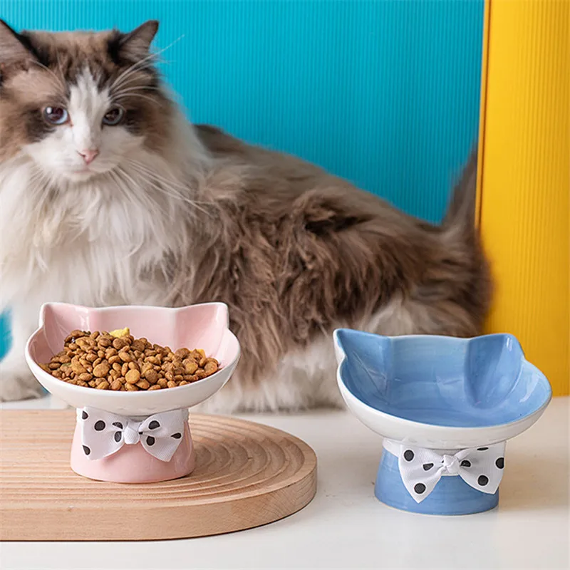 

Cat Feeding Water Bowl Puppy Elevated Ceramic Drinking Eating Bowls Dog Food Feeder Cats Feeding Dish Protect Cervical Spine