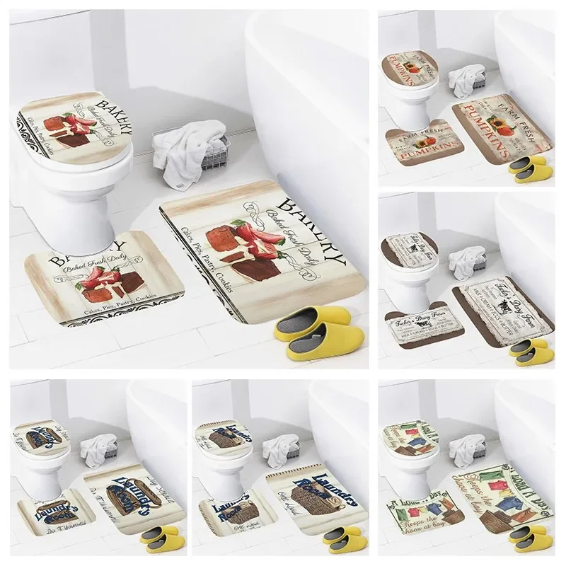 

Нескользящий коврик для душа в ванную комнату, коврик для душа в стиле ретро с узором, Декоративный Коврик для ванны, декоративный чехол для туалета