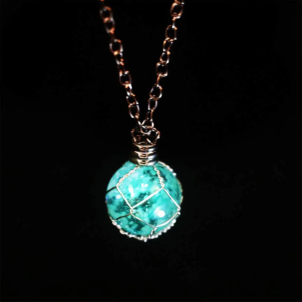 NEW Creative Luminous Crystal Ball Pendent Necklace Green Blue Glow In The Dark Necklace For Women Jewelry