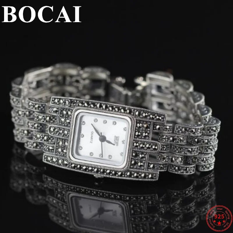 

BOCAI S925 Sterling Silver Watch Bracelets for Women Men New Fashion Pure Argentum Watchband Watch-strap Jewelry Free Shipping