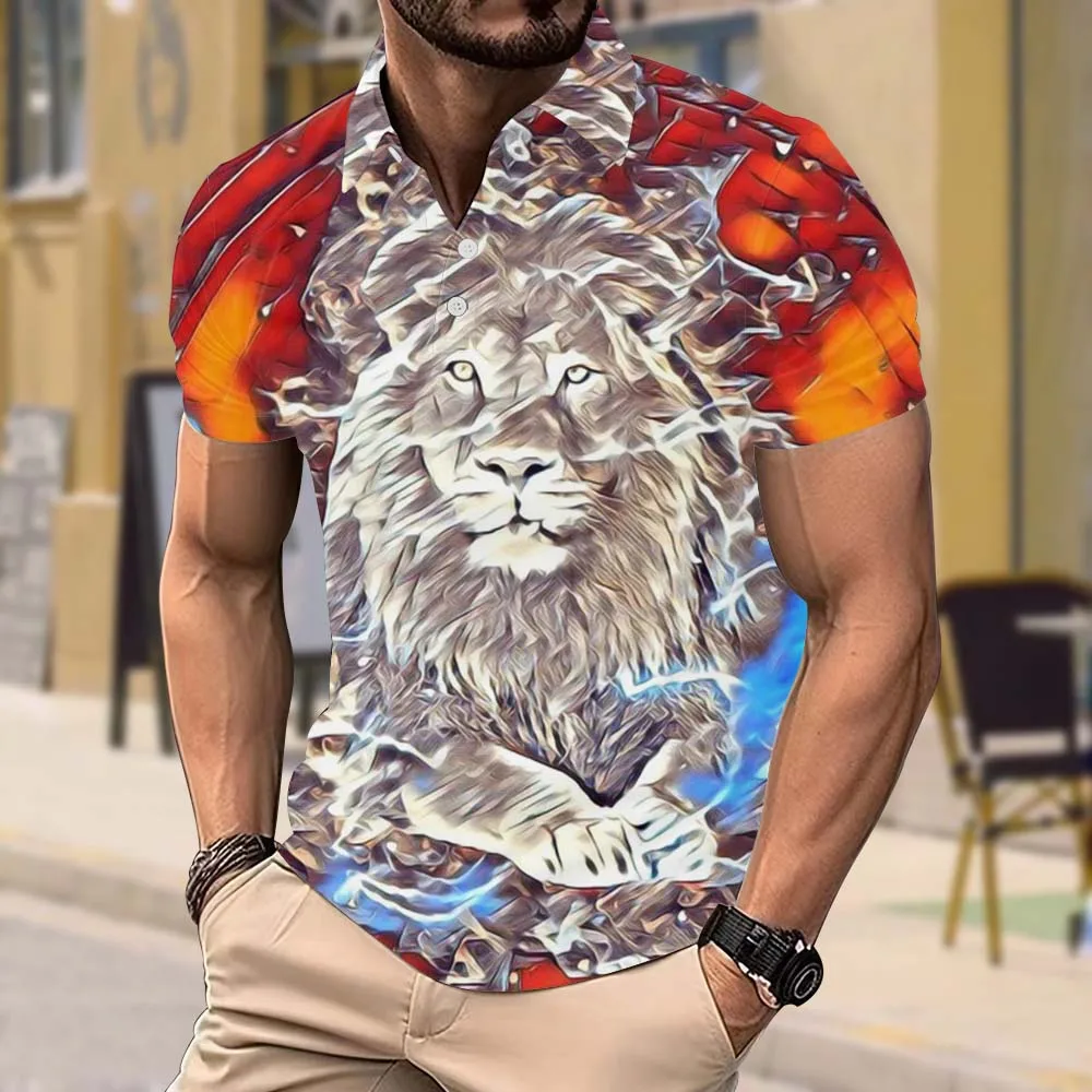 Новая летняя мужская модная рубашка-поло с жестоким тигром и 3D-печатью Поло в
