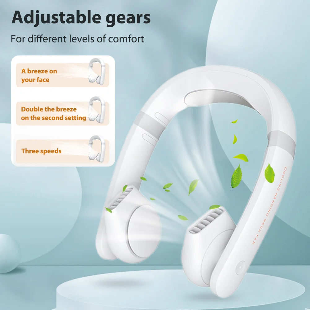 

Hanging Neck Fan Air Cooling Lazy Safe Bladeless Rechargeable Neckband Fan Adjustable for Running Sports Outdoor Travel