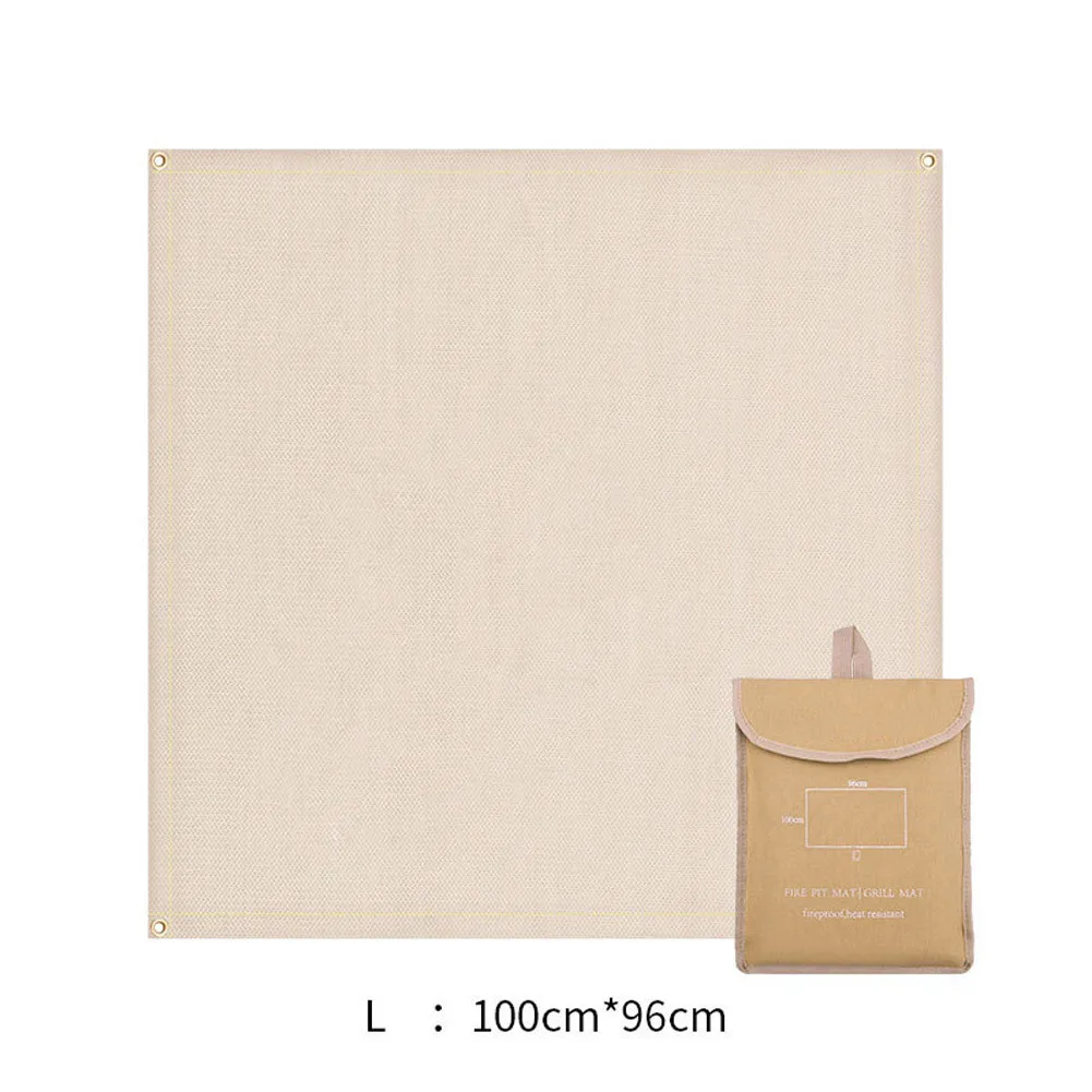 

Camping BBQ Fireproof Cloth Ember Mat Fire Pits Protective Lawn Patio Deck Glass Fiber Material Outdoors BBQ Heat Insulation Pad