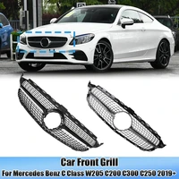 gt diamond style front bumper sport grilles golssy black chrome silver for mercedes for benz w205 c200 c300 c250 2019