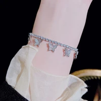 light luxury silver color butterfly bracelets for women korean elegant rainbow geometric crystal braceletbangle wedding jewelry
