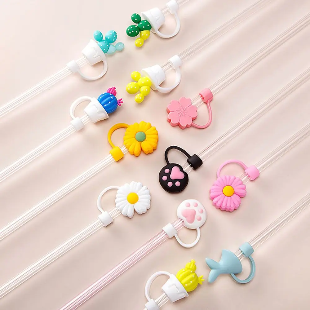 

Reusable Glass Anti-Dust Silicone Cartoon Straws Decorative Cap Anti-Dust Cap Straw Plug Bottle Accessories