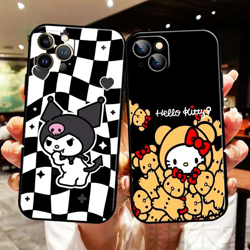 

Cartoon Kuromi Hello Kitty Cat For Apple iPhone 13 12 11 Pro Max 13 12 Mini 5 5s 6 6S 7 8 Plus SE2020 X XR XS Max Phone Case