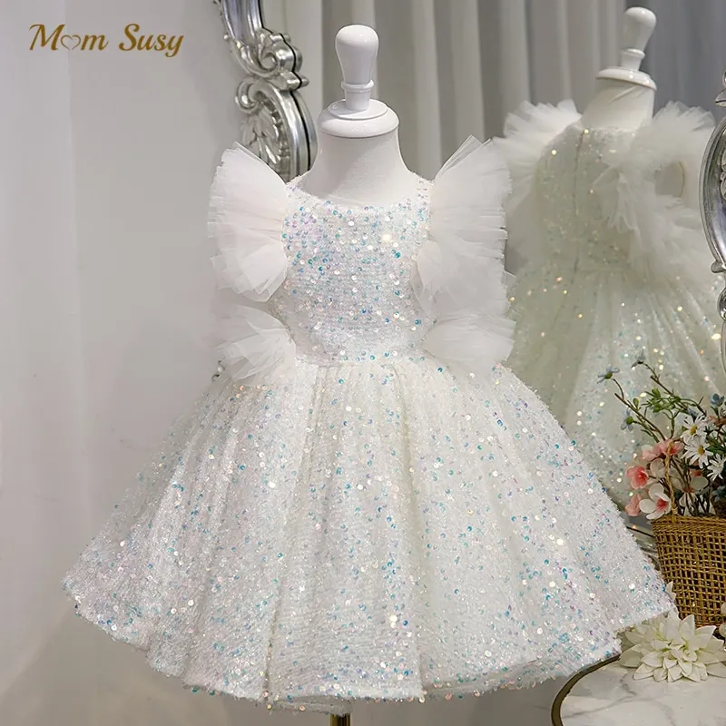 

Baby Girl Princess Sequins Tutu Dress Fly Sleeve Child Mesh Tulle Vestido Party Birthday Pageant Ball Gown Baby Clothes 1-12Y