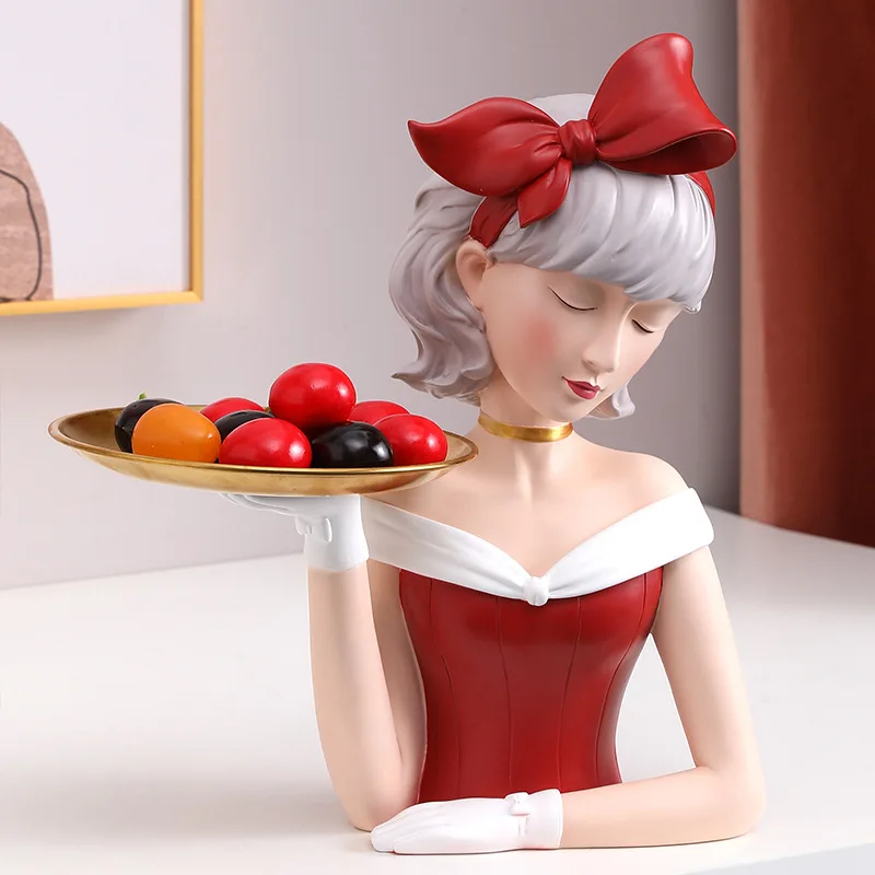 

Modern Girl Creative Porch Key Storage Tray Decoration Tray Light Luxury Living Room TV Cabinet Home Decor Wedding Gifts D681