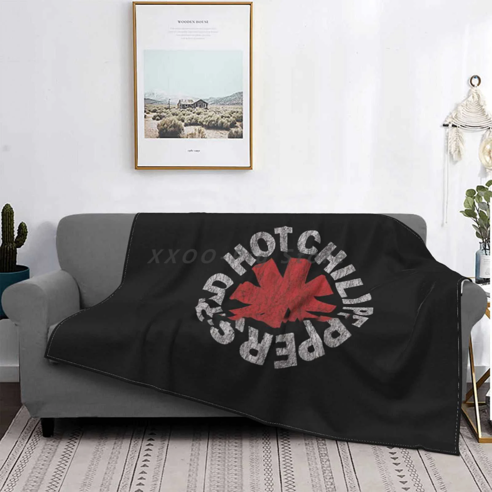 

Vintage Super Warm Soft Blankets Throw On Sofa/Bed/Travel Red Hot Logo Chili Cool Peppers