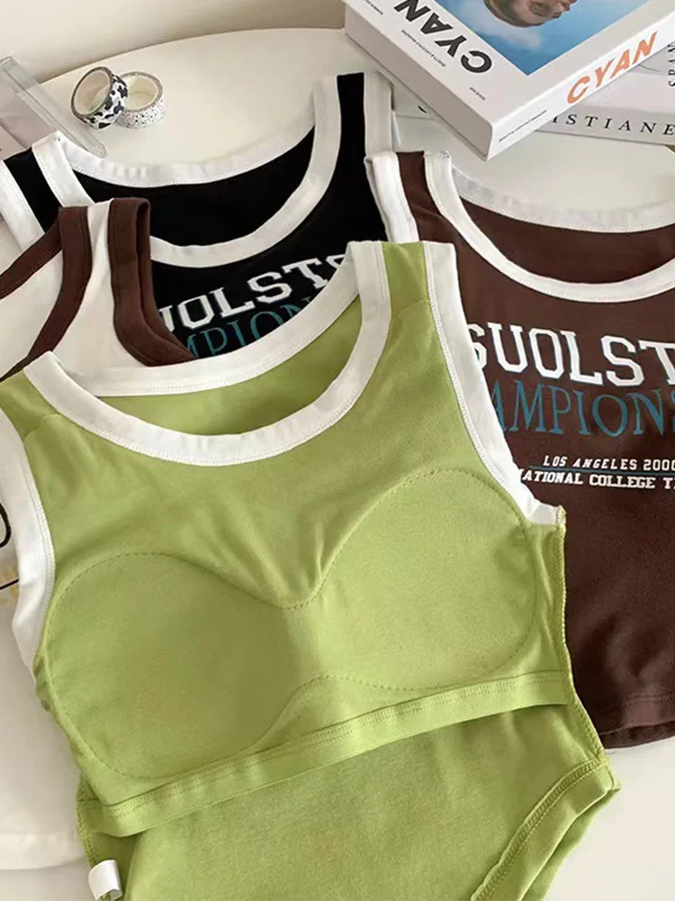 Майка женская с надписью Модный корейский бюстгальтер со встроенными цветными