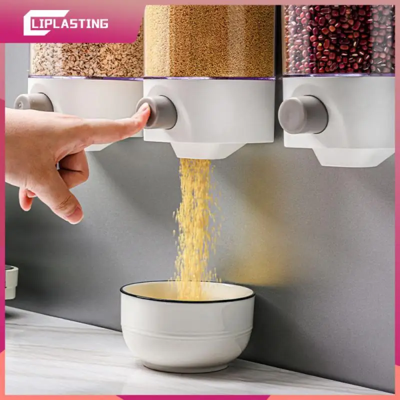 

ABS Wall Mounted Automatic Rice Cereal Dispenser Plastic Transparent Grain Storage Box Kitchen Food Tank Moisture Proof Jars