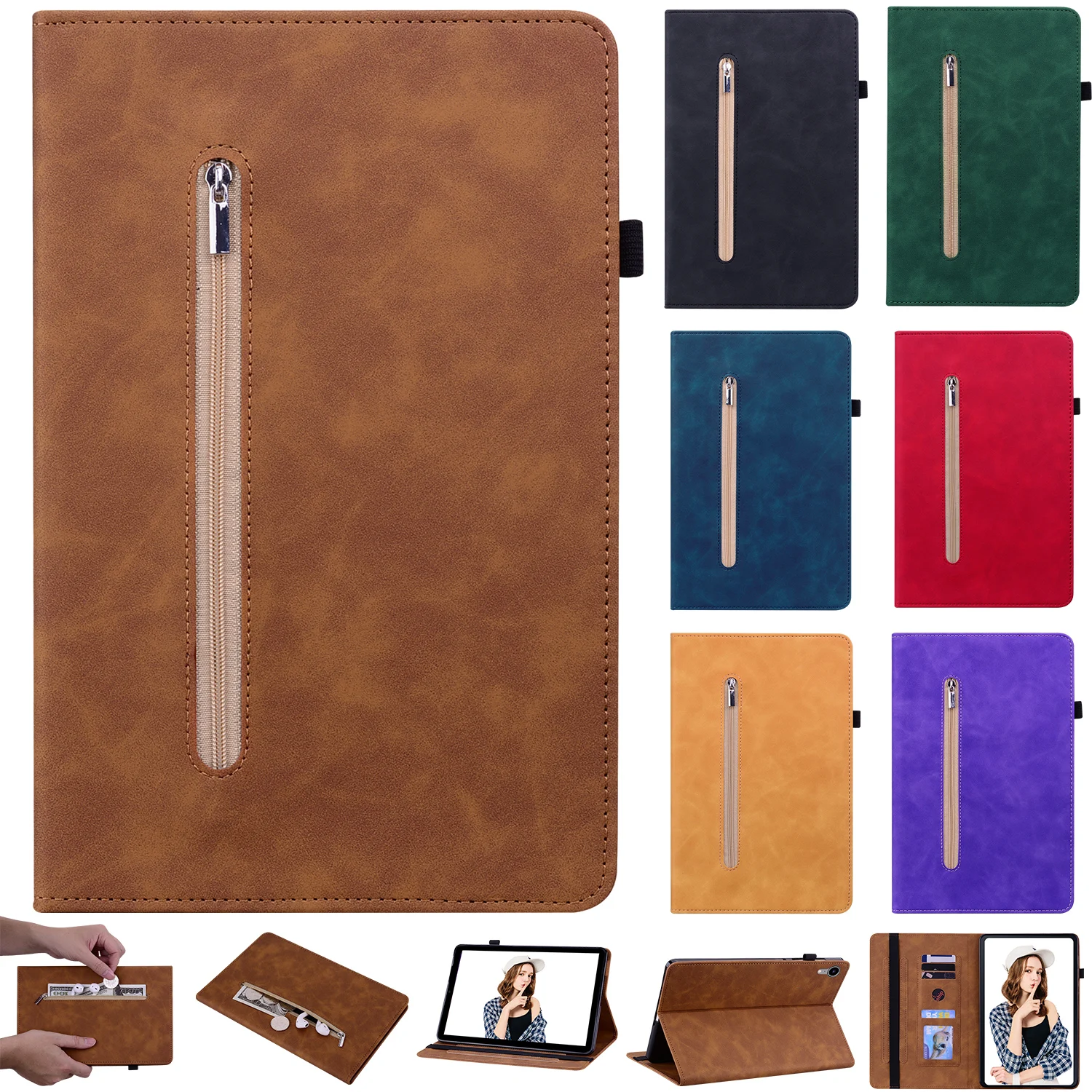 Flip Zipper Wallet Leather Business Cover for Lenovo Tab M10 Plus TB-X606F/X605/X505/X705/X306 M8 TB-8505 P11 Stand Tab Case Flip Zipper Wallet Leather Business Cover for Lenovo Tab M10 Plus TB-X606F/X605/X505/X705/X306 M8 TB-8505 P11 Stand Tab Case