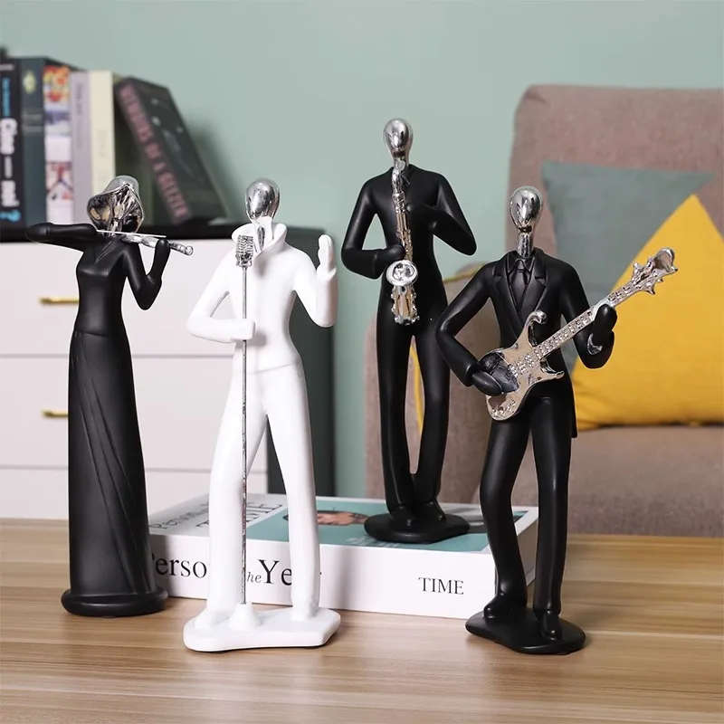 Современная абстрактная пара статуя из смолы декор комнаты музыкант скульптура