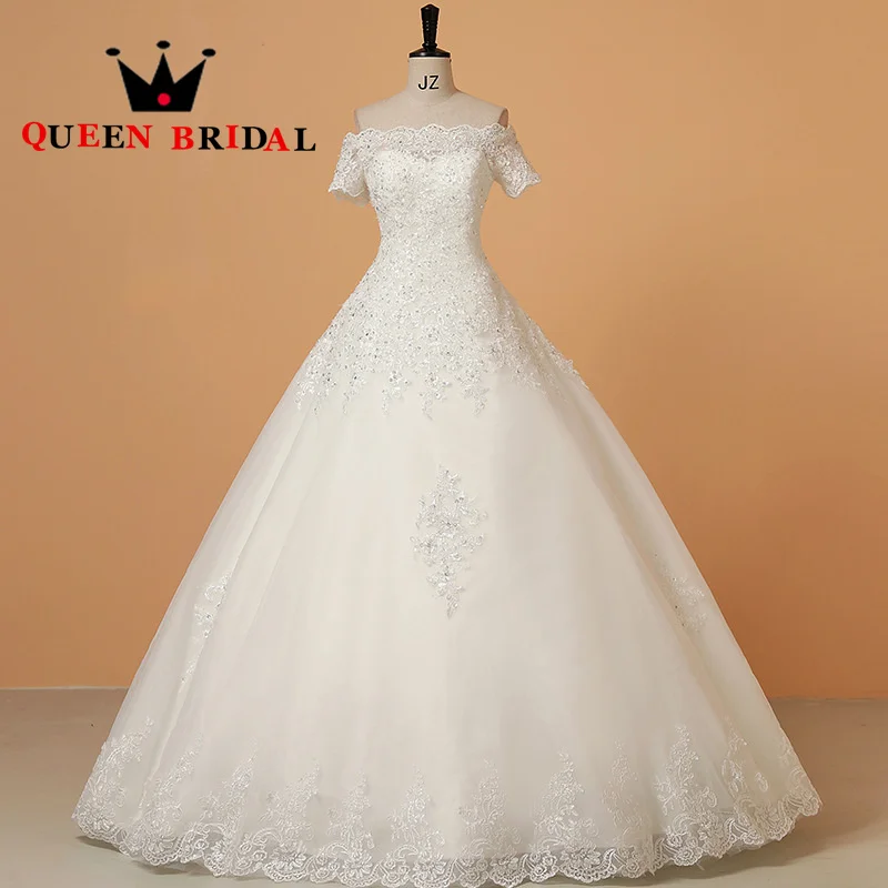 

Short Sleeve Floor-Length Sequined Wedding Dresses Appliques Lace Bridal Ball Gown Vestidos De Novia 2023 New Custom Y05W