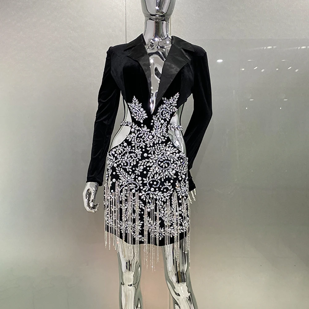 Новое индивидуальное сексуальное облегающее платье с высокими кисточками и
