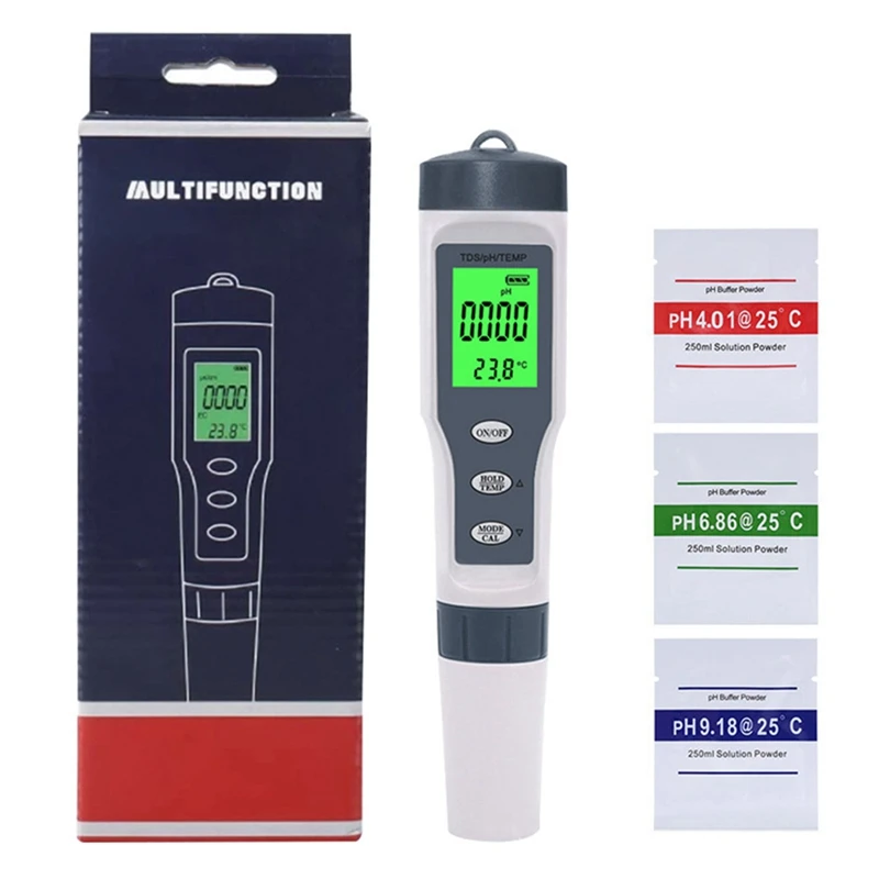 

New Three-In-One PH Measuring Pen Meter Acidity Meter Tds Water Quality Testing Pen Foreign Trade Quality PH Tester