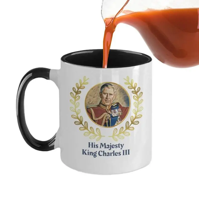 

King Charles Coronation Mug 350ml King Charles III Coronation Souvenirs Mug Printed Teacup Coffee Mug For Royal Gift Home
