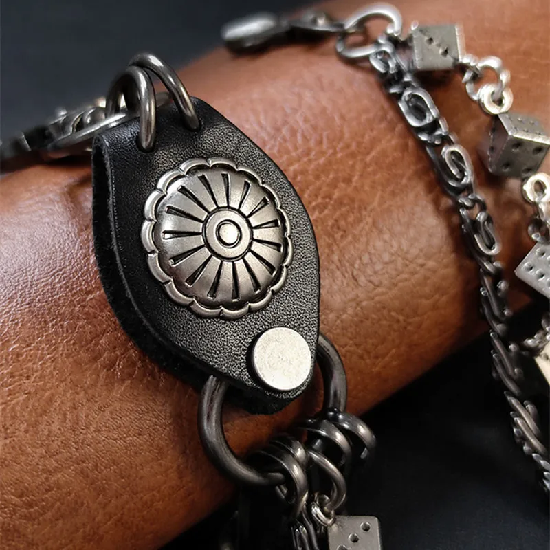 Мужской винтажный длинный металлический брелок-кольцо для ключей