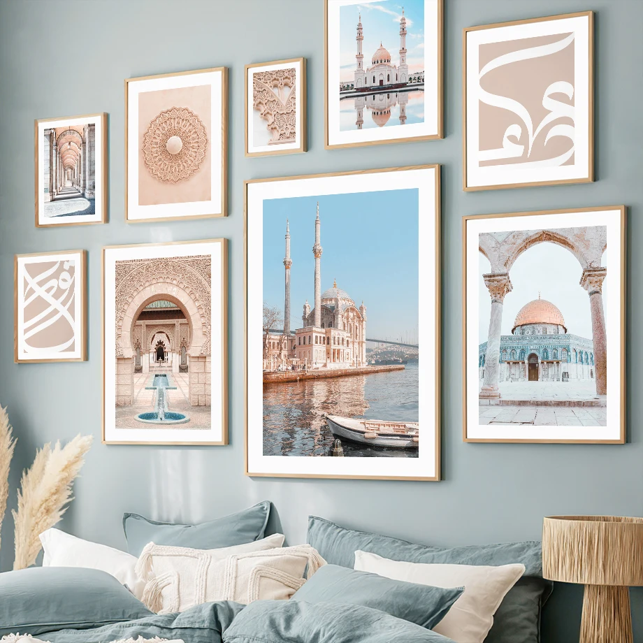 

Islamic Culture Scriptures White Mosque Quotes Wall Art Canvas Painting Nordic Posters And Prints Wall Pictures For Living Room|