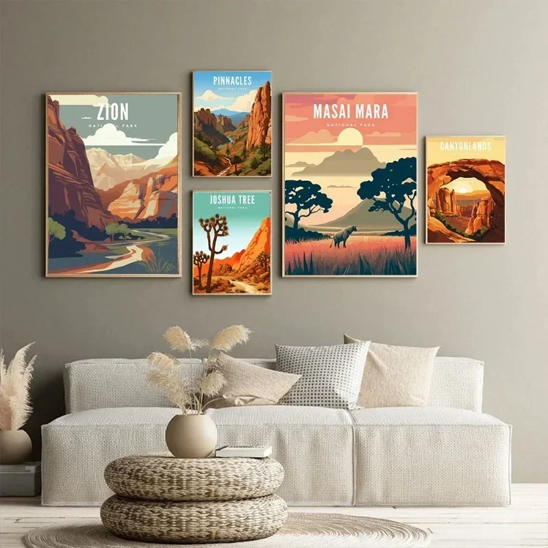 Современный стиль акварельный печать на холсте пейзажный постер натуральный