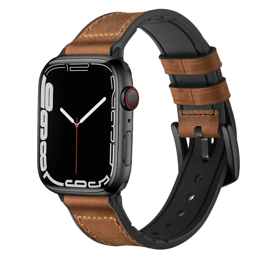 

Ремешок силиконовый и кожаный для Apple watch band 45 мм 41 мм 44 мм 40 мм 38 мм 42 мм, браслет для наручных часов correa iwatch series 7 SE 6 5 4 3