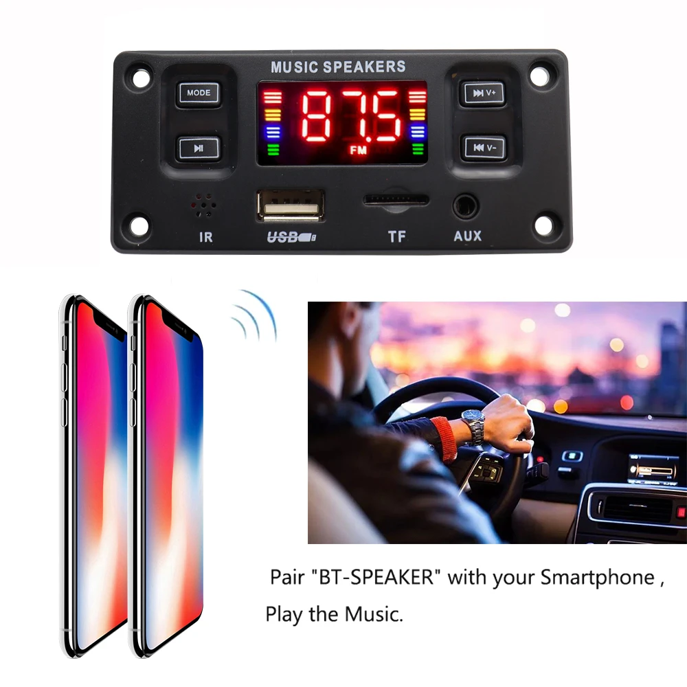 DC 12 В 2*30 Вт 60 усилитель MP3 декодер плата Bluetooth 5 0 музыкальный плеер USB модуль FM AUX