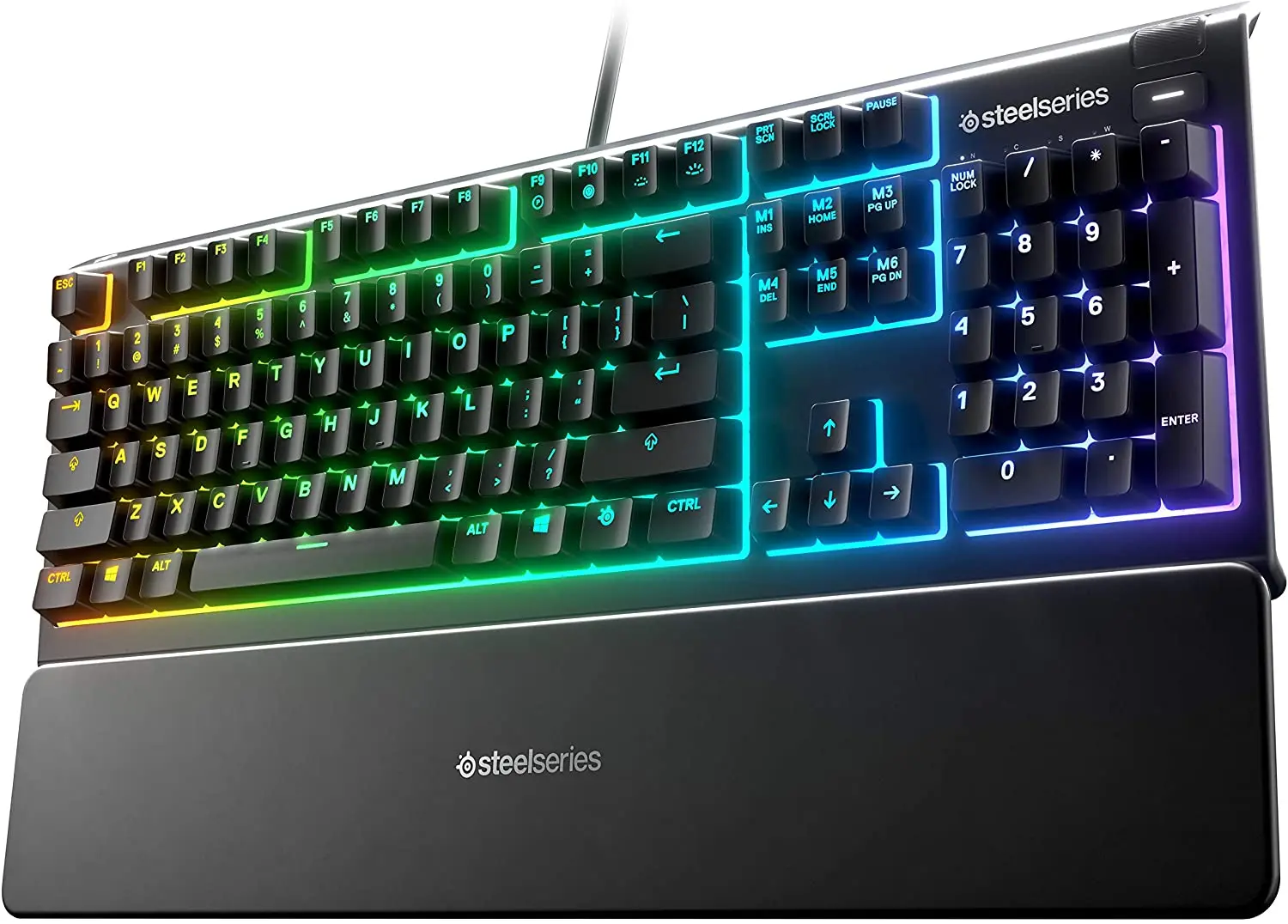

Apex 3 RGB Gaming Keyboard – 10-Zone RGB Illumination – IP32 Water Resistant – Premium Wrist Rest (Whisper Quiet Gaming Switch)