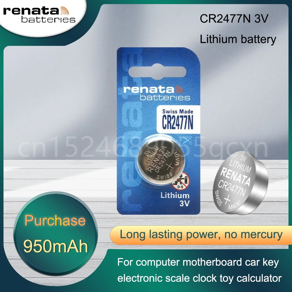 

Original RENATA CR2477 CR 2477 3V Lithium Battery DL2477 ECR2477 LM2477 KCR2477 for Scale Calculator Car Remote Button Cell