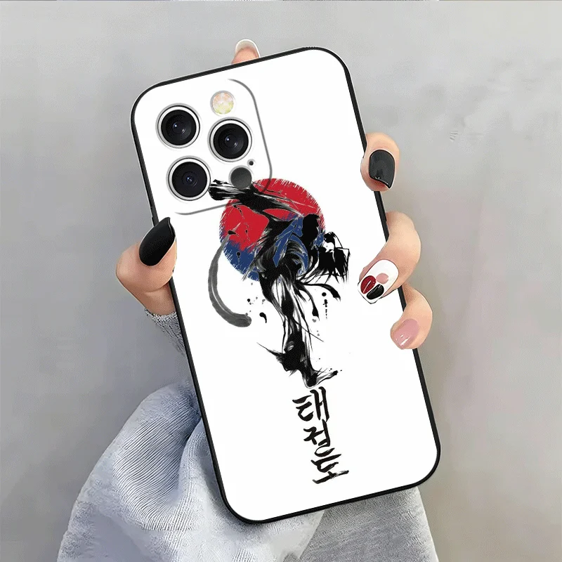 Мягкий силиконовый чехол для iPhone 15 16 17 Pro Max с дизайном Тхэквондо и Кунг-фу, для моделей 17E 16E 14 Plus 13 Mini 12 11 Air 7 SE 8 (art.: 3920da457e035) - 3920da457e035