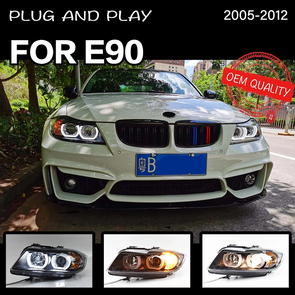 

Фары для BMW E90 3 серии 2005-2012 320 автомобильные светодиодные ДХО Hella 5 ксеноновые линзы Hid H7 автомобильные аксессуары 323i 325i