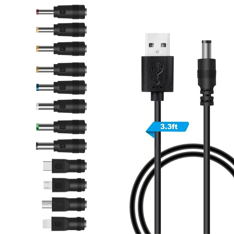 

Top Deals USB DC Power Cord Charging Cable DC Adapter Regulated Switching Power Supply With 12 Selectable Adapter Plugs