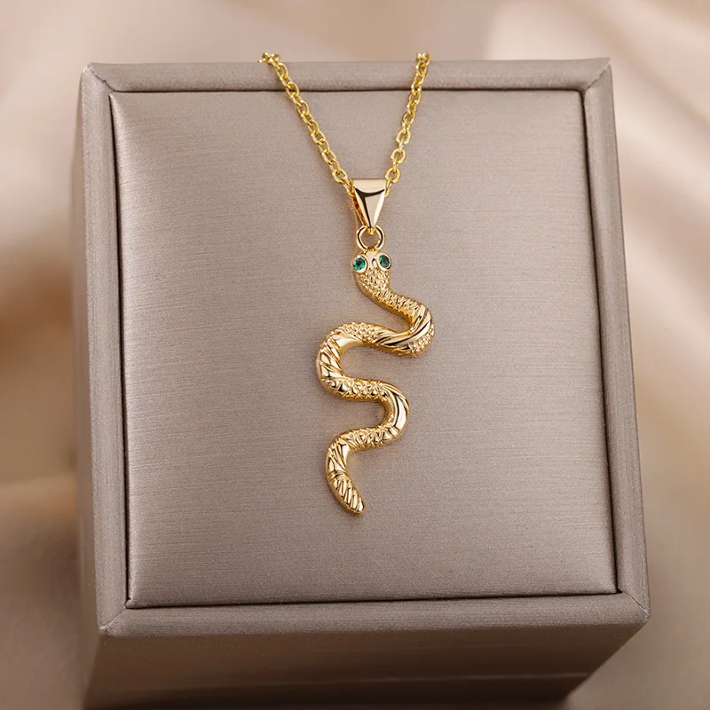 

Punk Snake Necklaces For Women Classic Animal Zircon Snake Pendant Necklace Female Birthday Statement Jewelry Bijoux Gift 2023