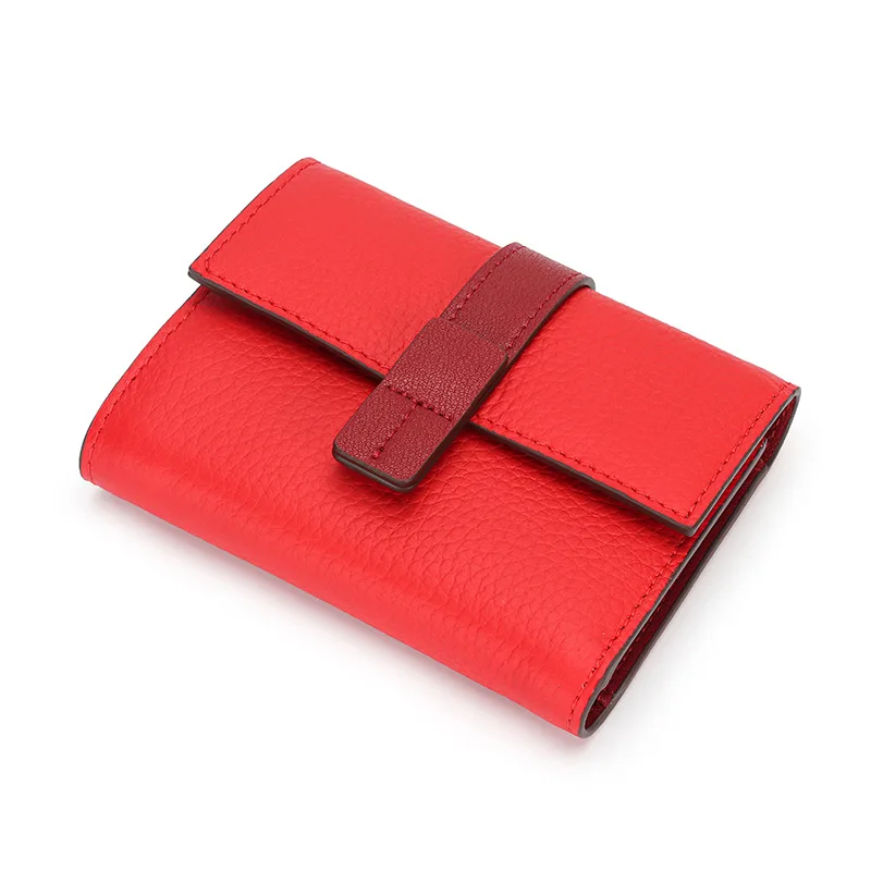 Simple Design Coin Purse Female Short Wallets Classic Trifold Money Bag Flap Snap Women Fashion Cowhide Card Holder Brand Clutch