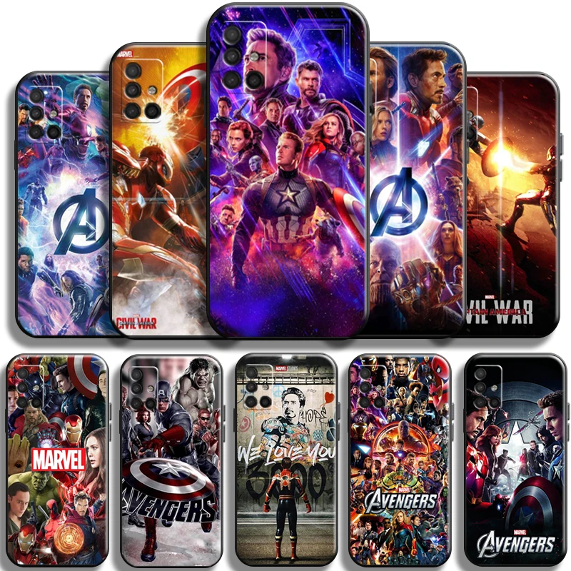 

Marvel Avengers Logo For Samsung Galaxy A51 A51 5G Phone Case Black Carcasa Soft Liquid Silicon TPU Back Shockproof Cases Funda