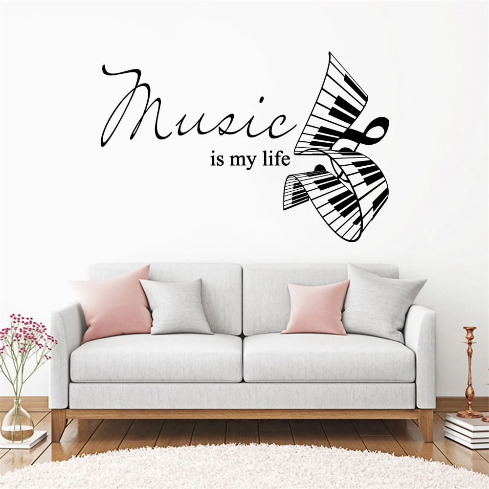 

Music Is My Life Quotes Wall Stickers Vinyl Decals Saying Living Room Bedroom Home Window Decor Murals Removable Poster DW14482