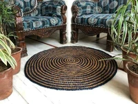 rug jute cotton round natural braided style reversible modern rustic look rugs