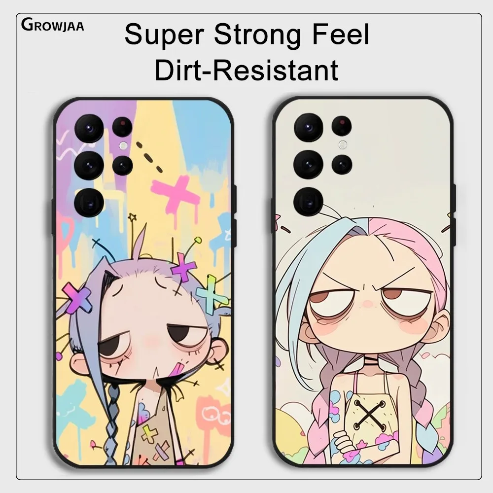 Hip hop J-Jinx Cute Art Cartoon Phone Case for Samsung Galaxy S24 Ultra S22 S23 S21 S20 5G Protective Silicone TPU Funda